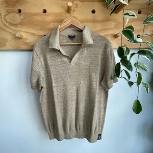 Todd Snyder Linen Montauk Sweater Polo in Weathered Oak